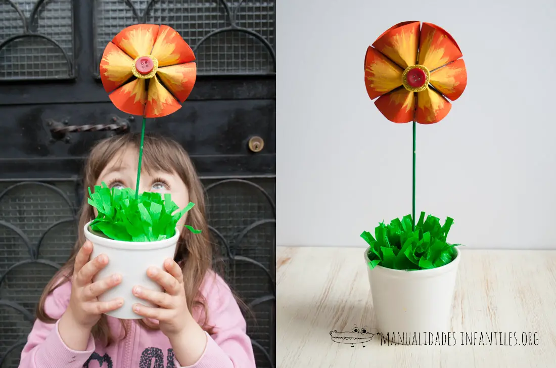 La nuestra Leve para ver Flores con rollos de papel -Manualidades Infantiles