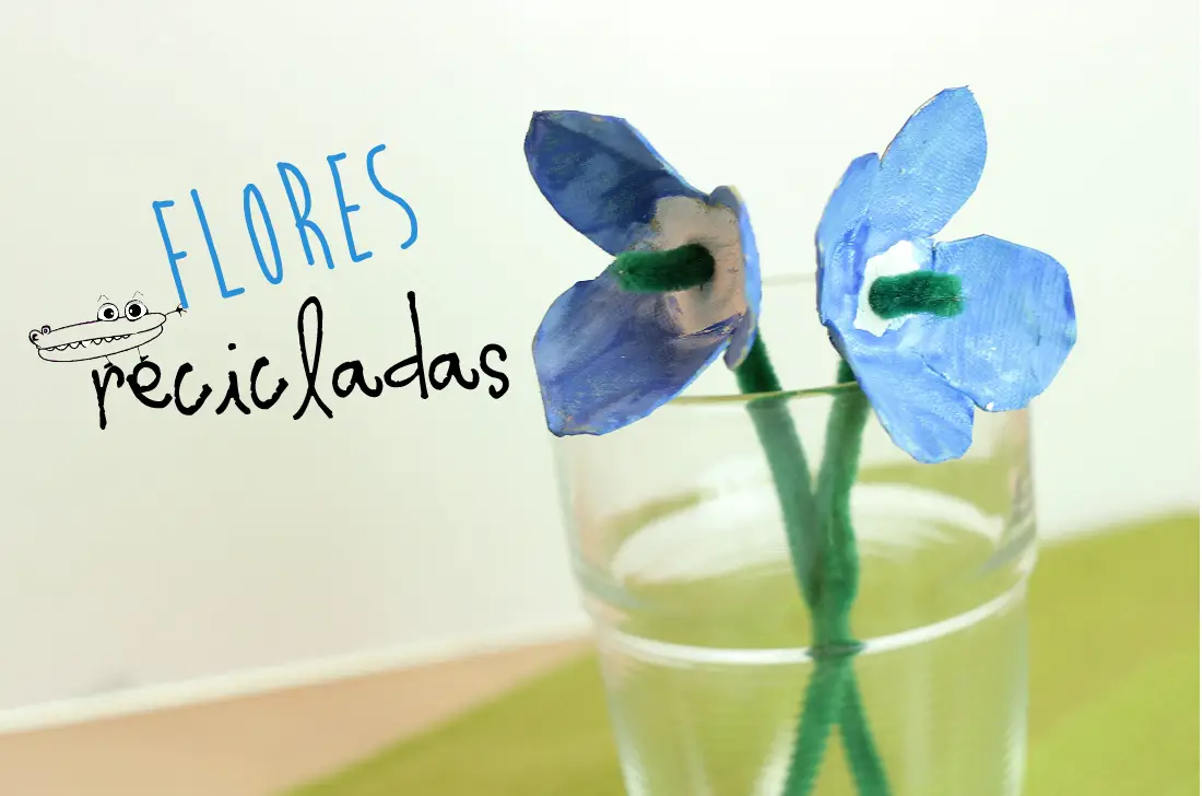 Flores recicladas con hueveras