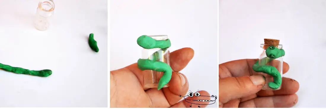 Frasco serpiente de fimo pasos