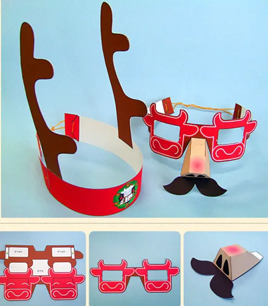 gorro de reno y gafas recortables para navidad