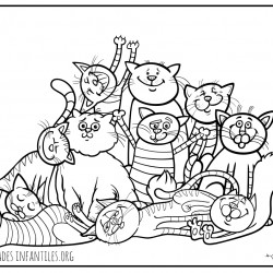 Grupo de gatos para colorear