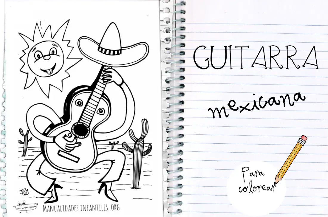 Guitarra mexicana para colorear
