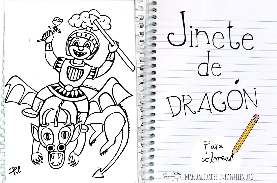 Jinete de Dragón para colorear