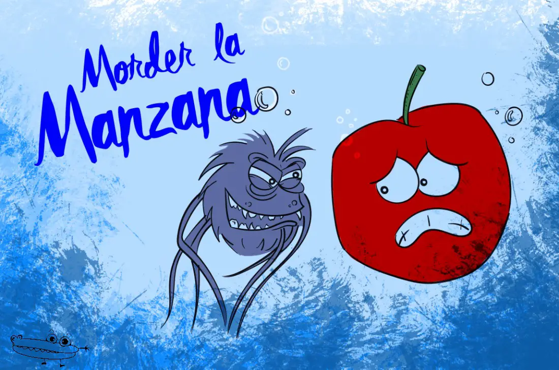 Juego de morder la manzana para halloween