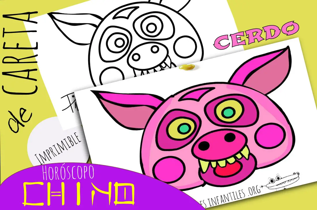 Mascara Año Nuevo Chino Cerdo imprimir colorear