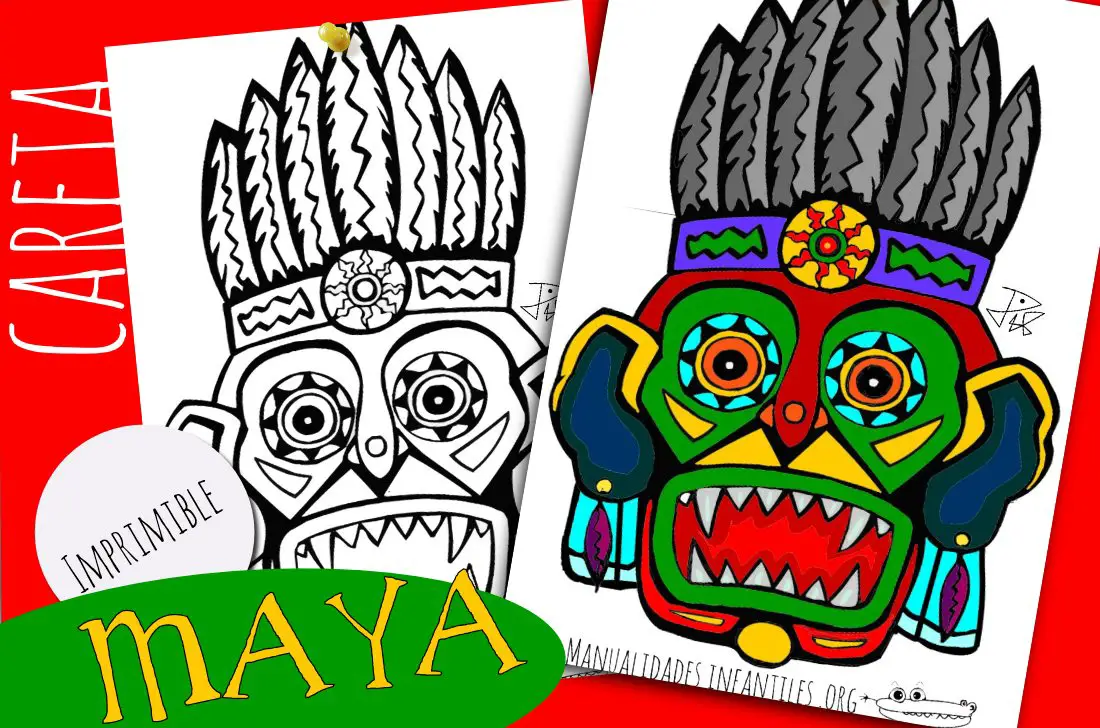 Mascara Maya imprimible para colorear