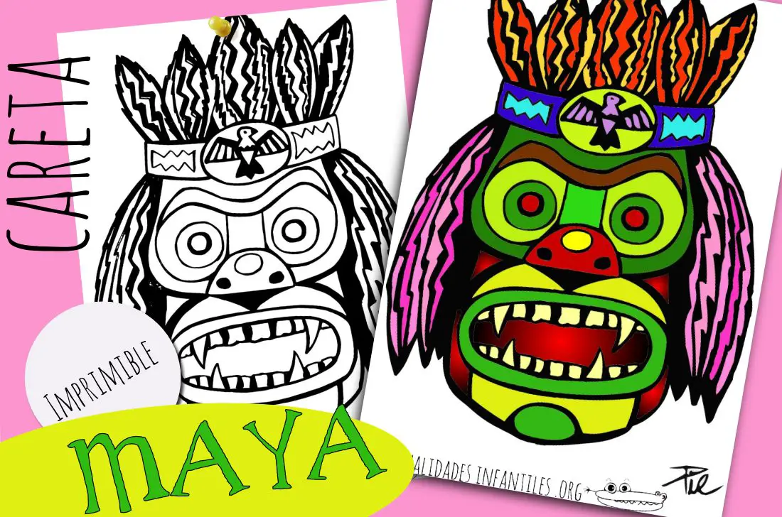 Mascara Maya imprimible para pintar