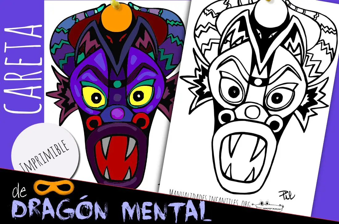 Mascara de Dragon Malefico para imprimir y colorear