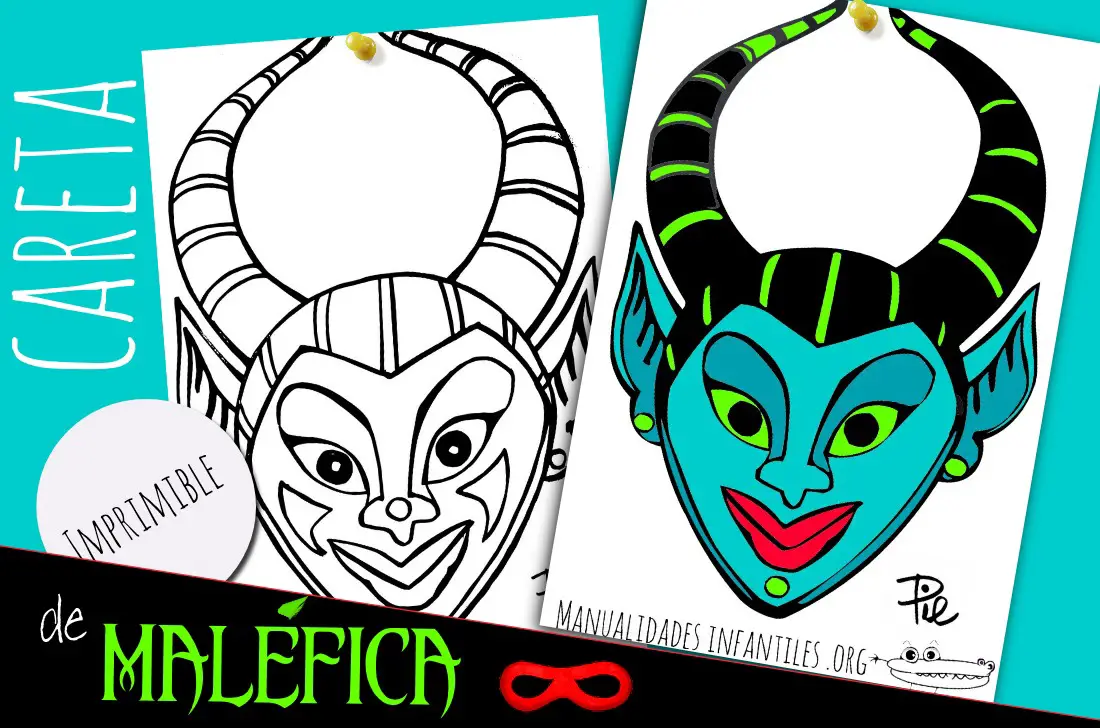 Mascara de Malefica para imrpimir y colorear