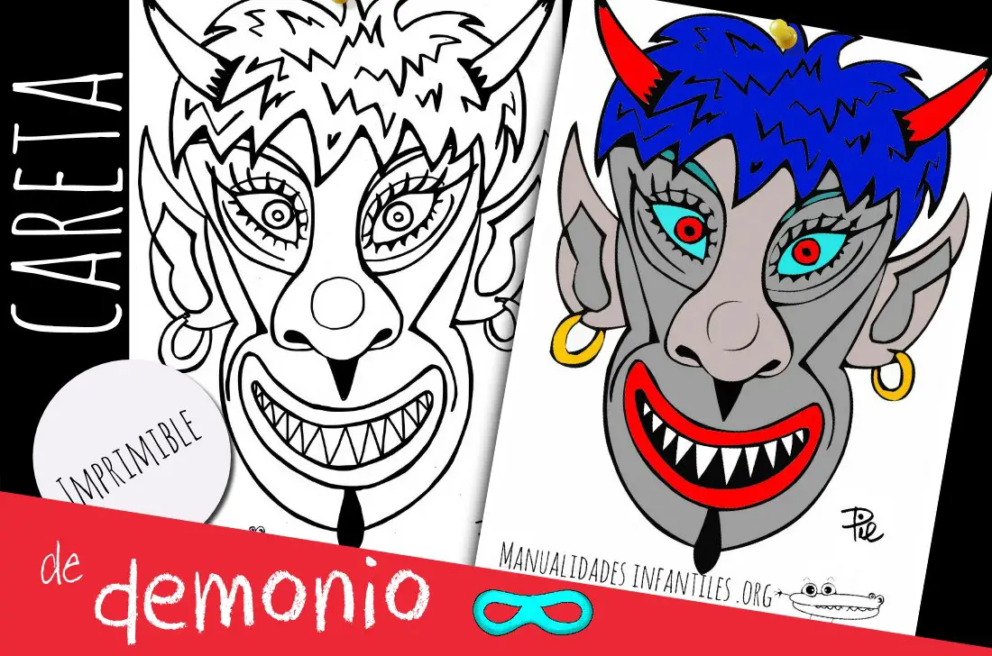 Mascara de demonio para imprimir y colorear