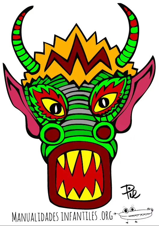 Mascara de dragon chino para imprimir a color