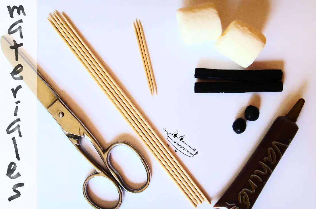 Materiales brocheta de oso panda