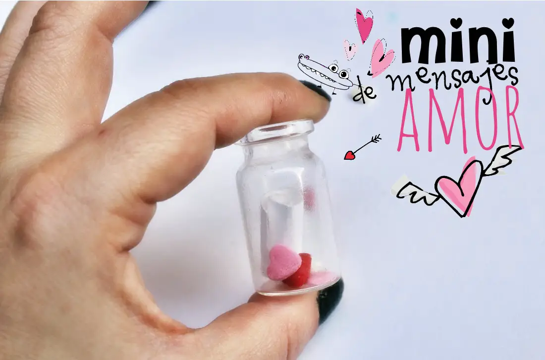 Mini frasco con mensajes de amor