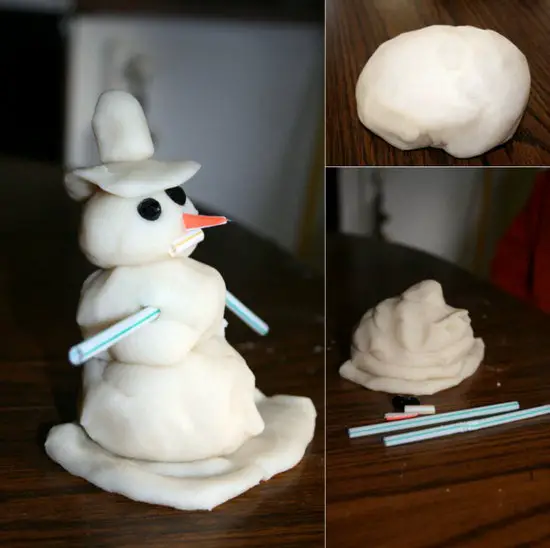 muñeco de nieve con plastilina casera