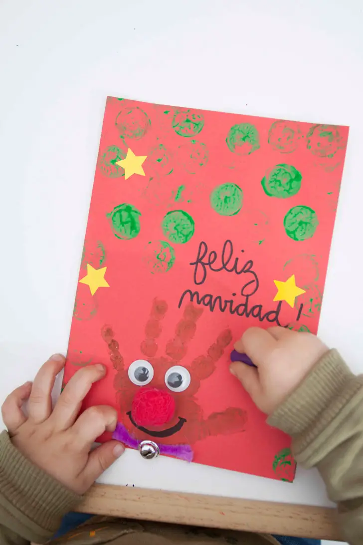 claridad manzana Pautas Tarjetas de Navidad con las huellas de los niños -Manualidades Infantiles