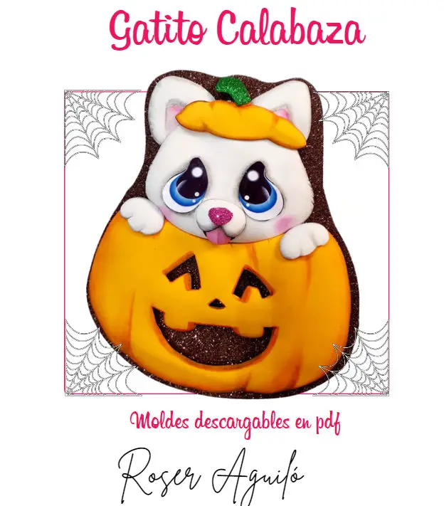 Plantilla Goma Eva Halloween Gato en calabaza