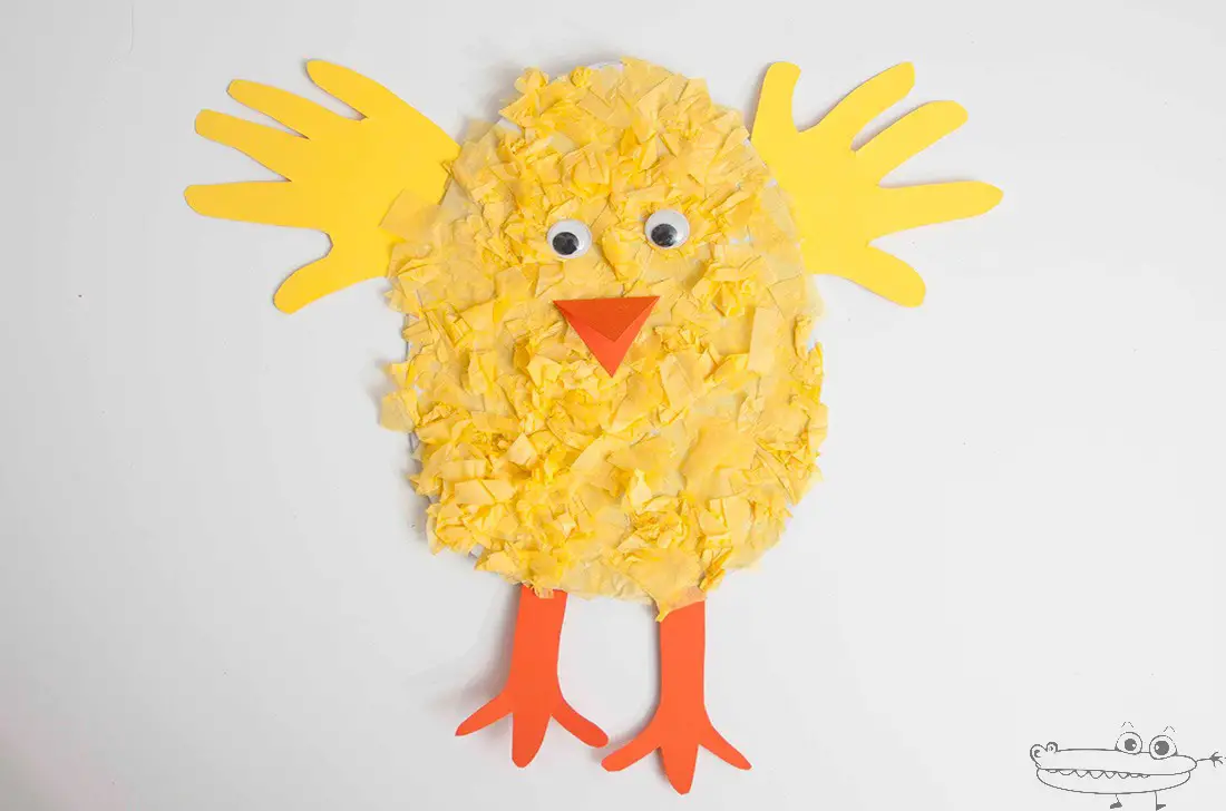 Pollito de Pascua con papel de seda -Manualidades Infantiles