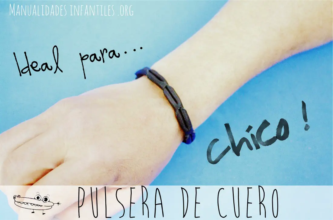 Pulsera de cuero para hombre enhebrada