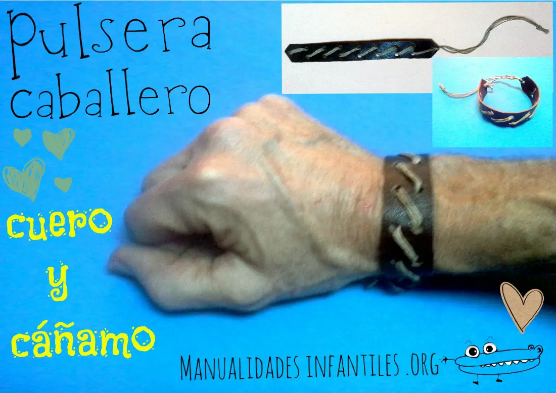 Pulsera de cuero y cáñamo para caballero