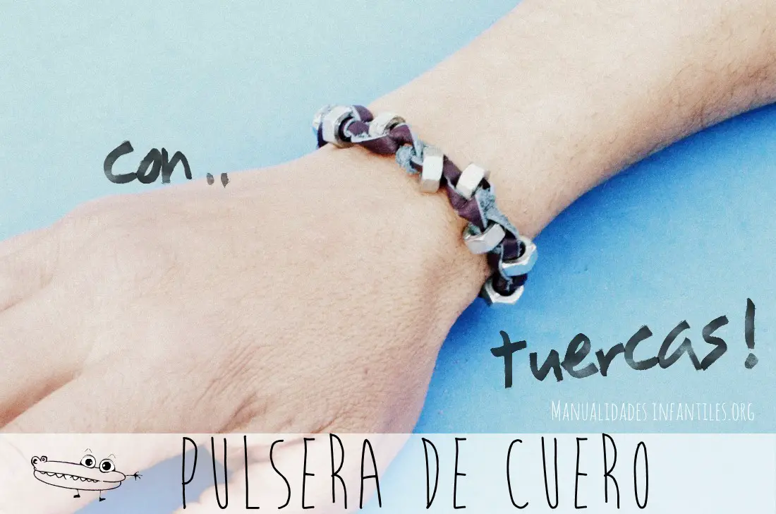 Pulsera de cuero y tuercas