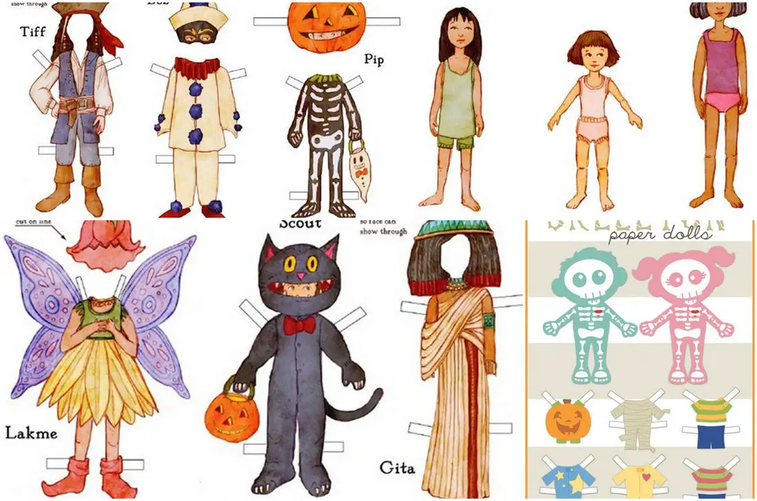 Recortables de muñecas para Halloween