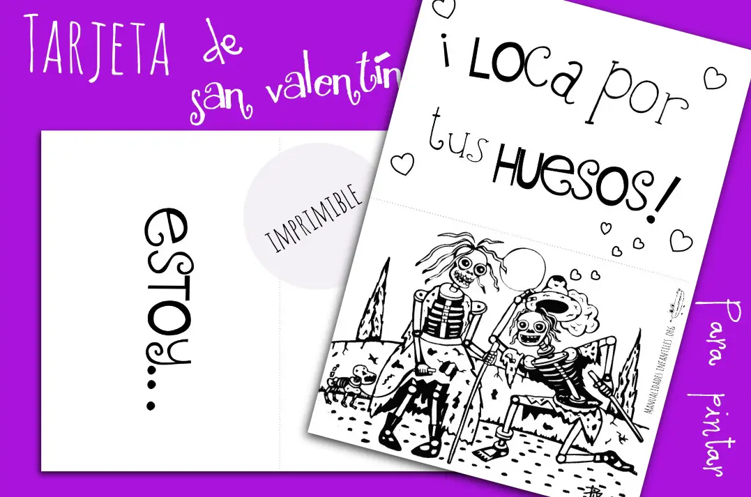 Tarjeta de San Valentin original esqueletos