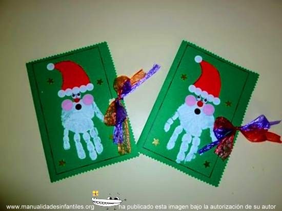 Tarjeta de papá noel con las manos