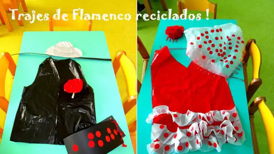 Trajes de Flamenca reciclados -Manualidades Infantiles
