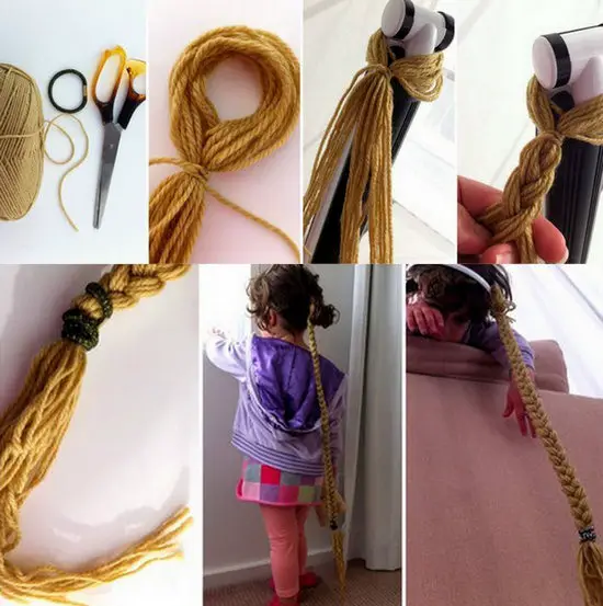 trenza casera para disfraz de rapunzel