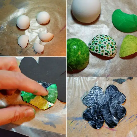 Trébol de San Patricio con cáscaras de huevo