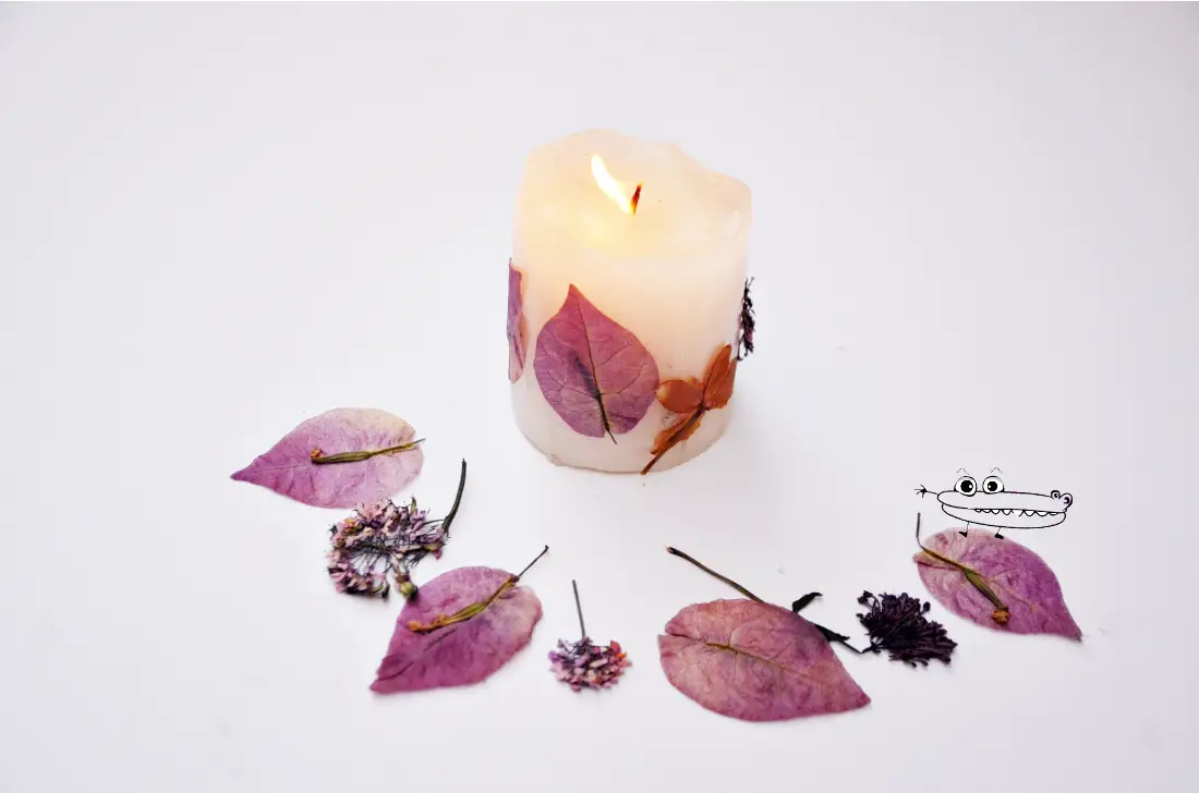 Velas decoupage con hojas