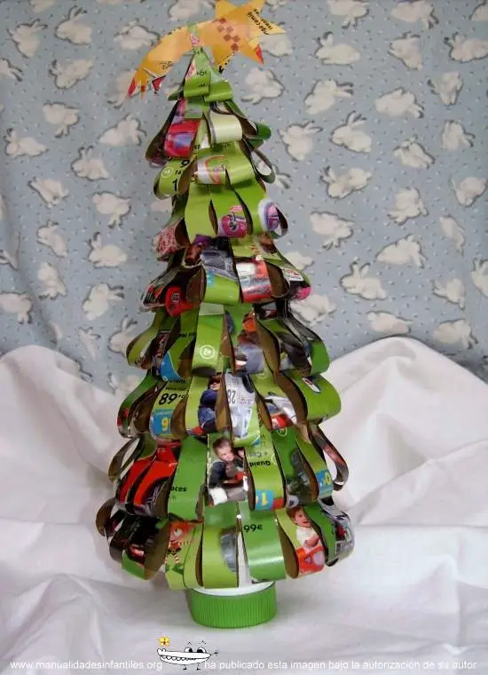 En detalle Reconocimiento animal Árbol de Navidad reciclado -Manualidades Infantiles