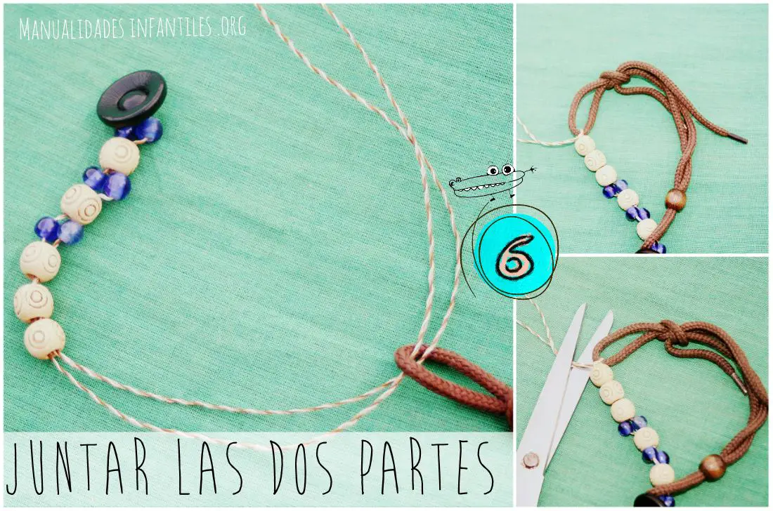 brazalete con cordones y cuentas