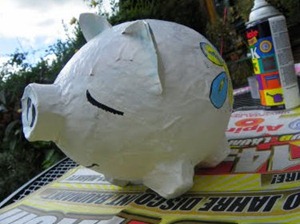 cerdito papel mache hucha