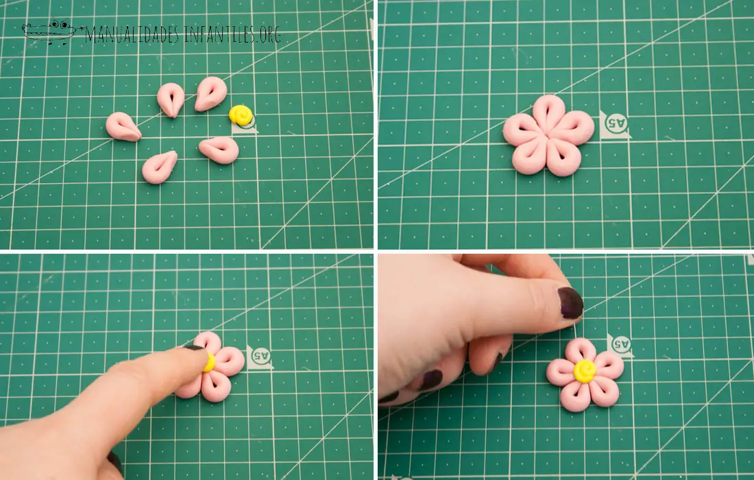 como hacer collar de fimo flor