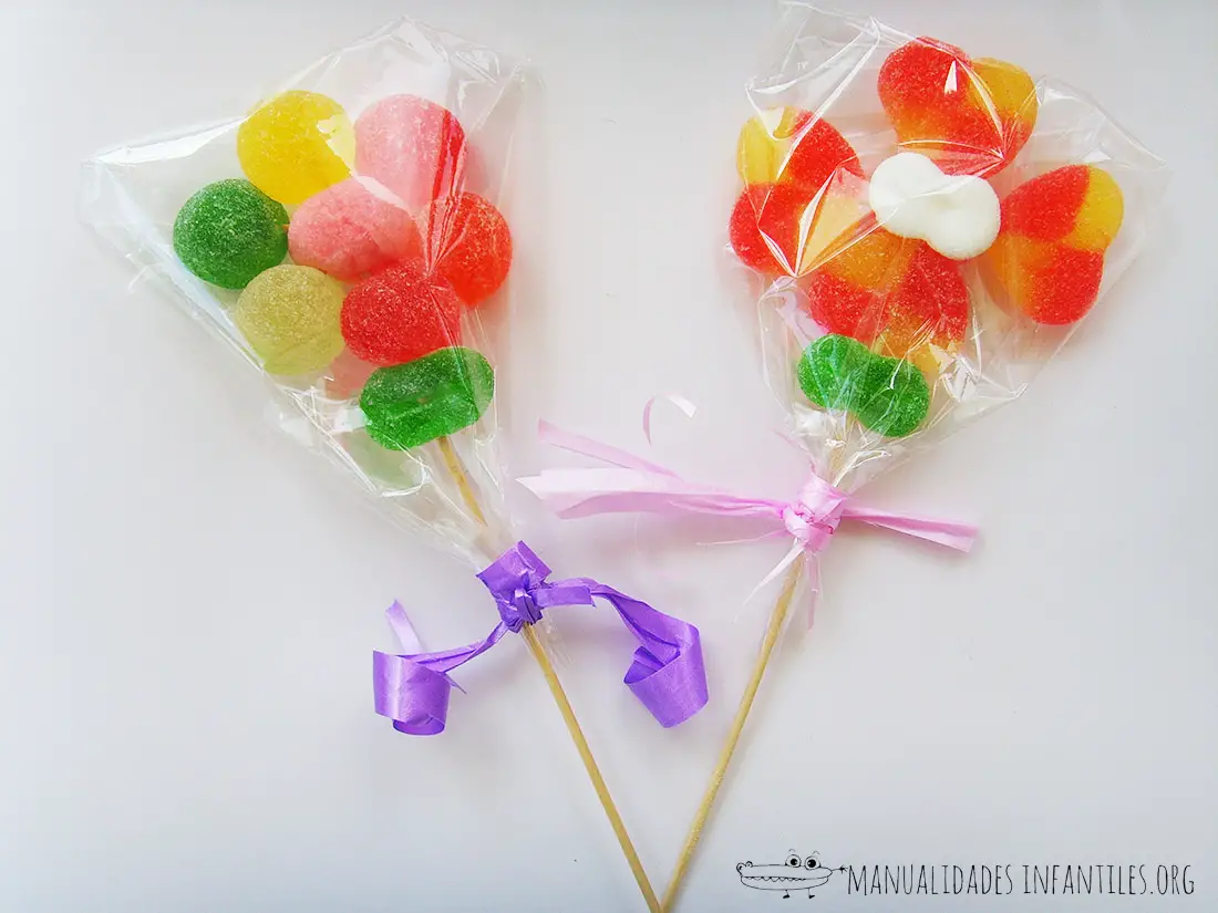 como hacer flores de chuches