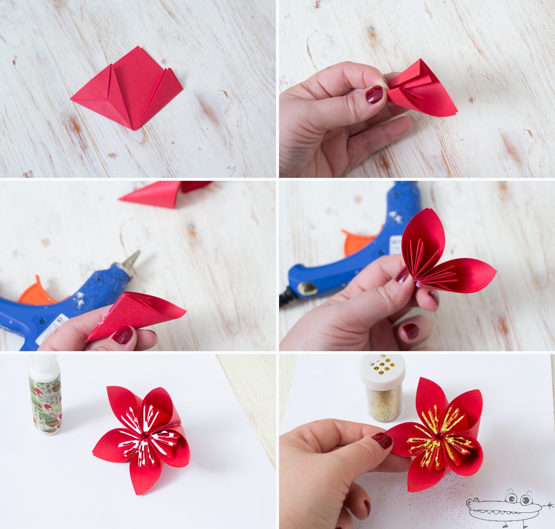 Flor de Navidad con papel -Manualidades Infantiles Flor de Navidad con papel -Manualidades Infantiles