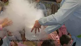 Experimentos escolares humo de Colores.