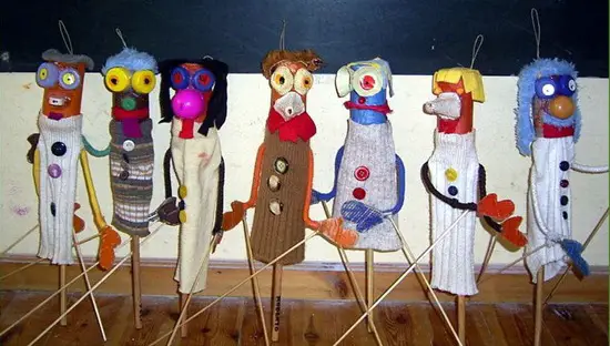 marionetas palo calcetin