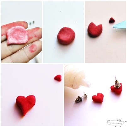 pendientes corazon porcelana fria