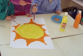 pintar sol con temperas