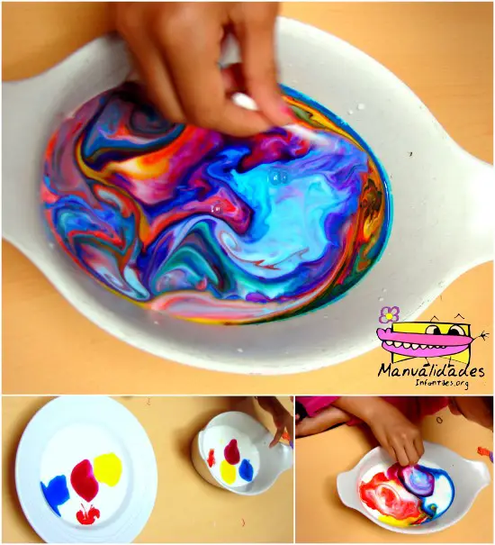 pintura con leche experimento para niños