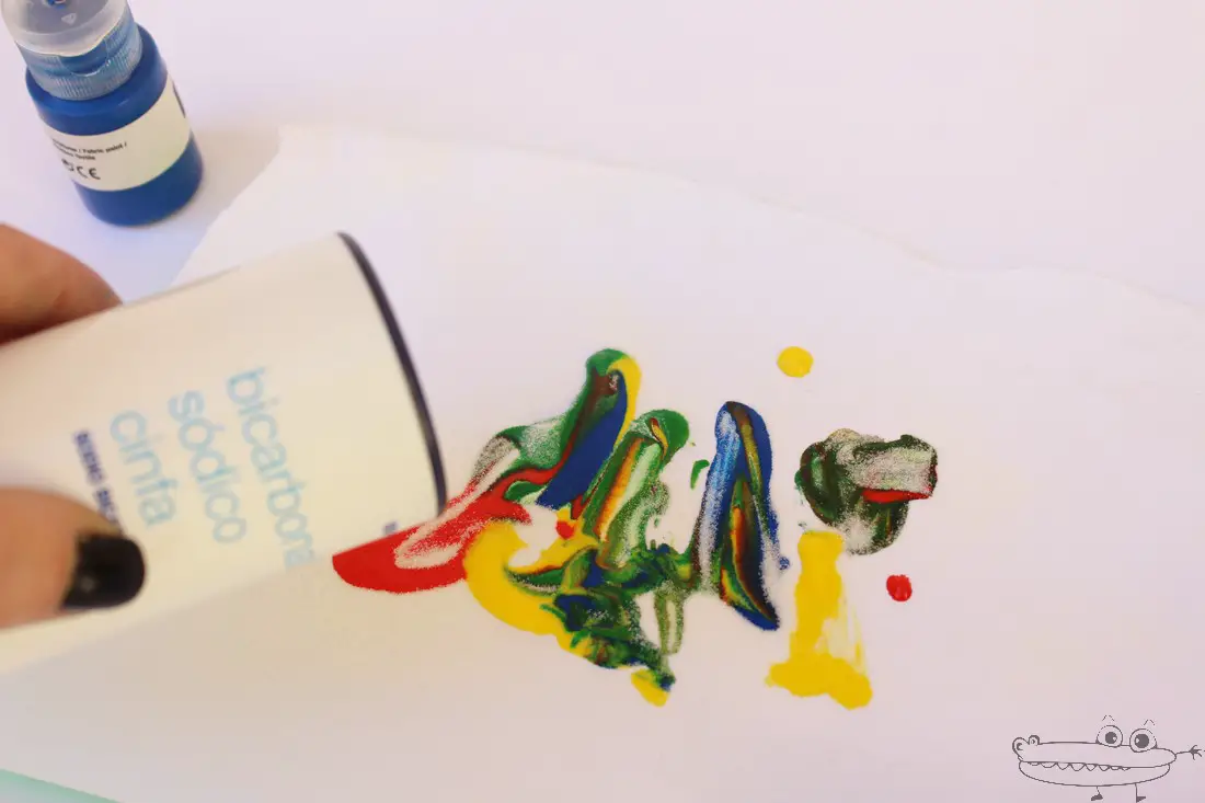 experimento para niños con bicarbonato y pintura